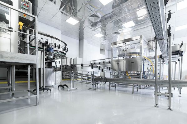 Moderne Lebensmittelproduktion mit Edelstahlanlagen und Elektromagneten für hygienische und effiziente Prozesse