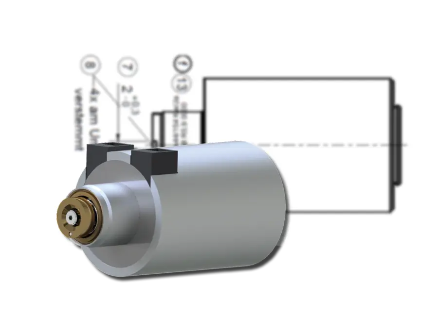 Proportinonalmagnet von Magnetbau Schramme mit Technischer Zeichnung im Hintergrund
