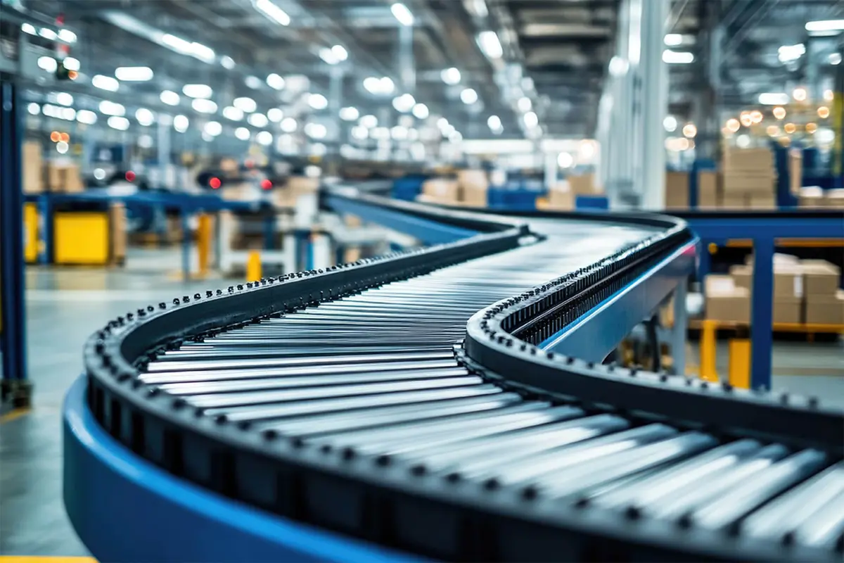 Förderband in einer Lebensmittelproduktionshalle 